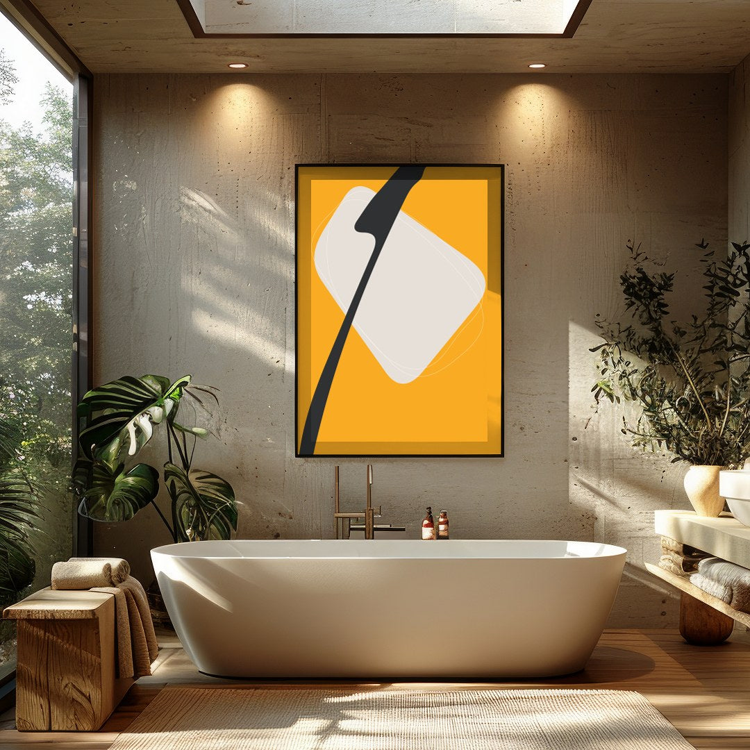 Elevate your space with this striking piece of modern minimalist art. Featuring bold shapes and a for Bathroom