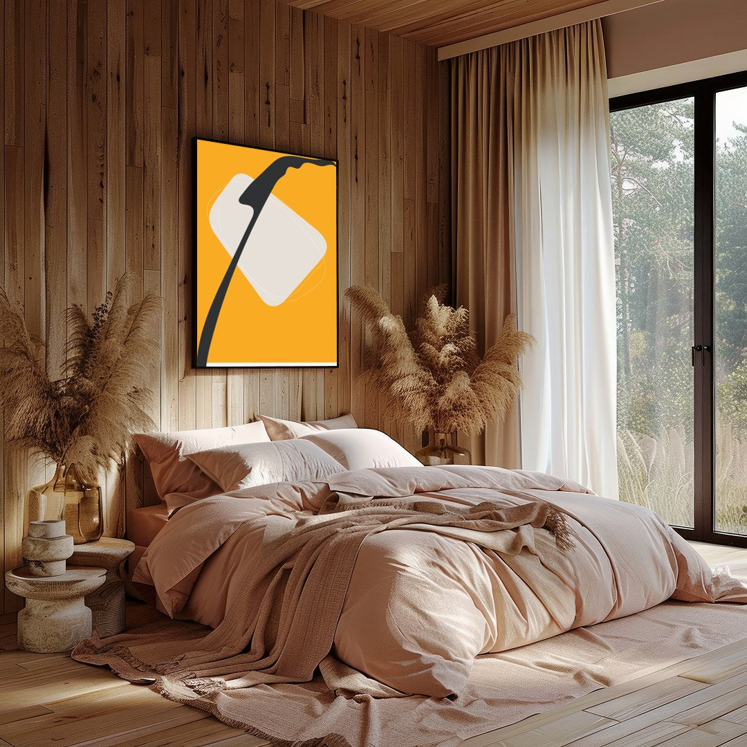 Elevate your space with this striking piece of modern minimalist art. Featuring bold shapes and a for Bedroom