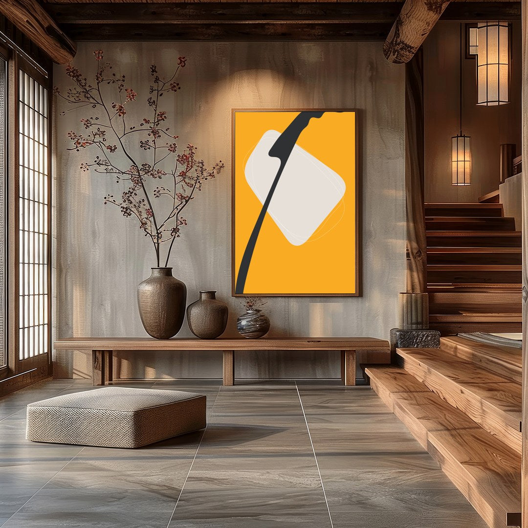 Elevate your space with this striking piece of modern minimalist art. Featuring bold shapes and a for Hall