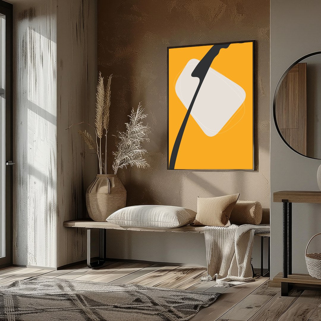 Elevate your space with this striking piece of modern minimalist art. Featuring bold shapes and a for home