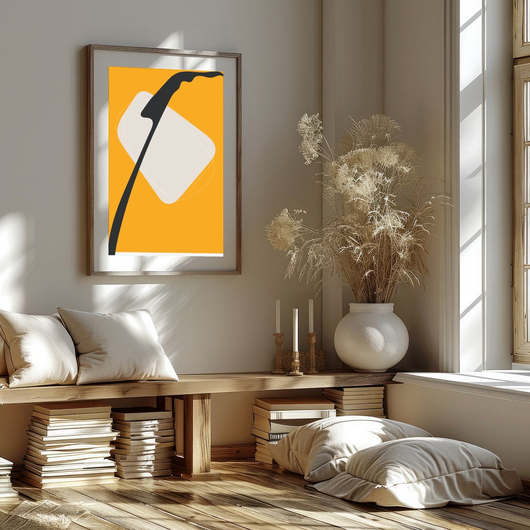 Elevate your space with this striking piece of modern minimalist art. Featuring bold shapes and a for loft