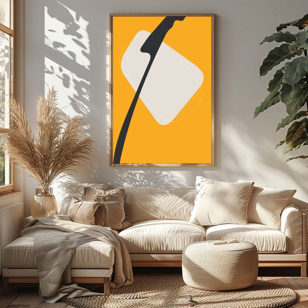 Elevate your space with this striking piece of modern minimalist art. Featuring bold shapes and a for Sitting Area