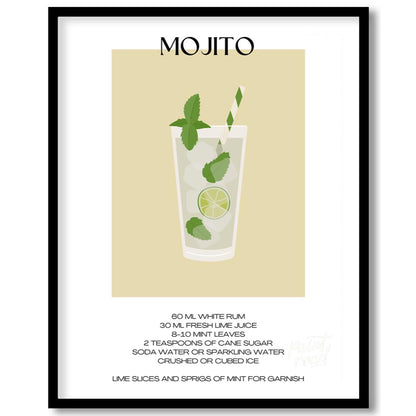 This crisp and refreshing poster captures the essence of a Mojito, presented with clean lines and v… for area