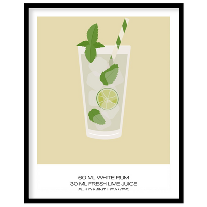 This crisp and refreshing poster captures the essence of a Mojito, presented with clean lines and v… for area