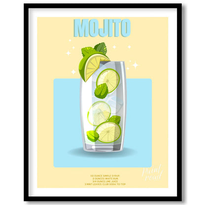 This bright and invigorating poster features a refreshing Mojito, presented with a crisp and clean … for sweet home