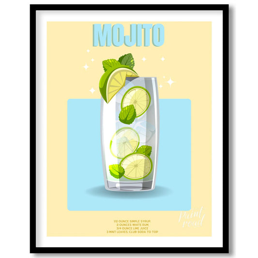 This bright and invigorating poster features a refreshing Mojito, presented with a crisp and clean … for sweet home