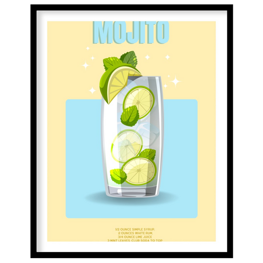 This bright and invigorating poster features a refreshing Mojito, presented with a crisp and clean … for sweet home