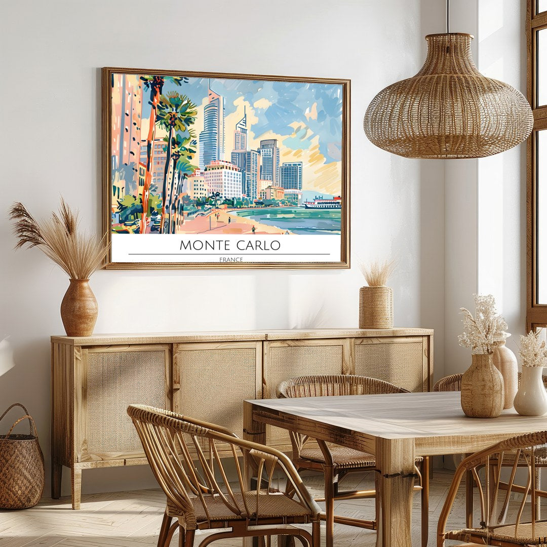Immerse yourself in the breathtaking coastal allure with 'Monaco Skyline by the Sea,' a stunning for Dining