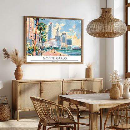 Immerse yourself in the breathtaking coastal allure with 'Monaco Skyline by the Sea,' a stunning for Dining