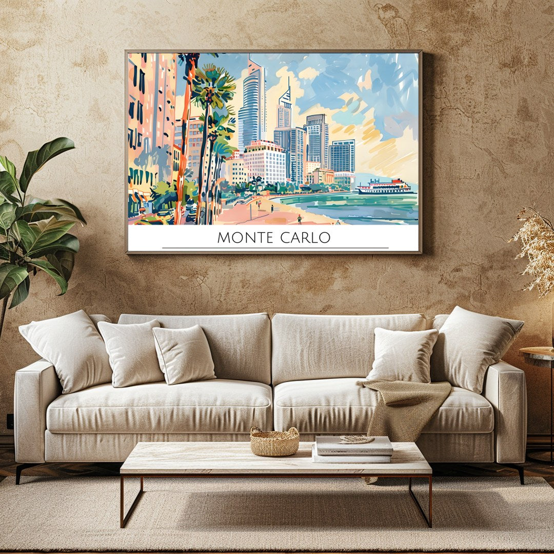 Immerse yourself in the breathtaking coastal allure with 'Monaco Skyline by the Sea,' a stunning for Family Room