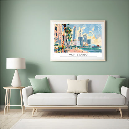 Immerse yourself in the breathtaking coastal allure with 'Monaco Skyline by the Sea,' a stunning for Hall