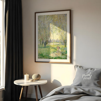 "This painting, ""Woman Seated under the Willows"" by Claude Monet, captures a tranquil scene of a … for bedroom