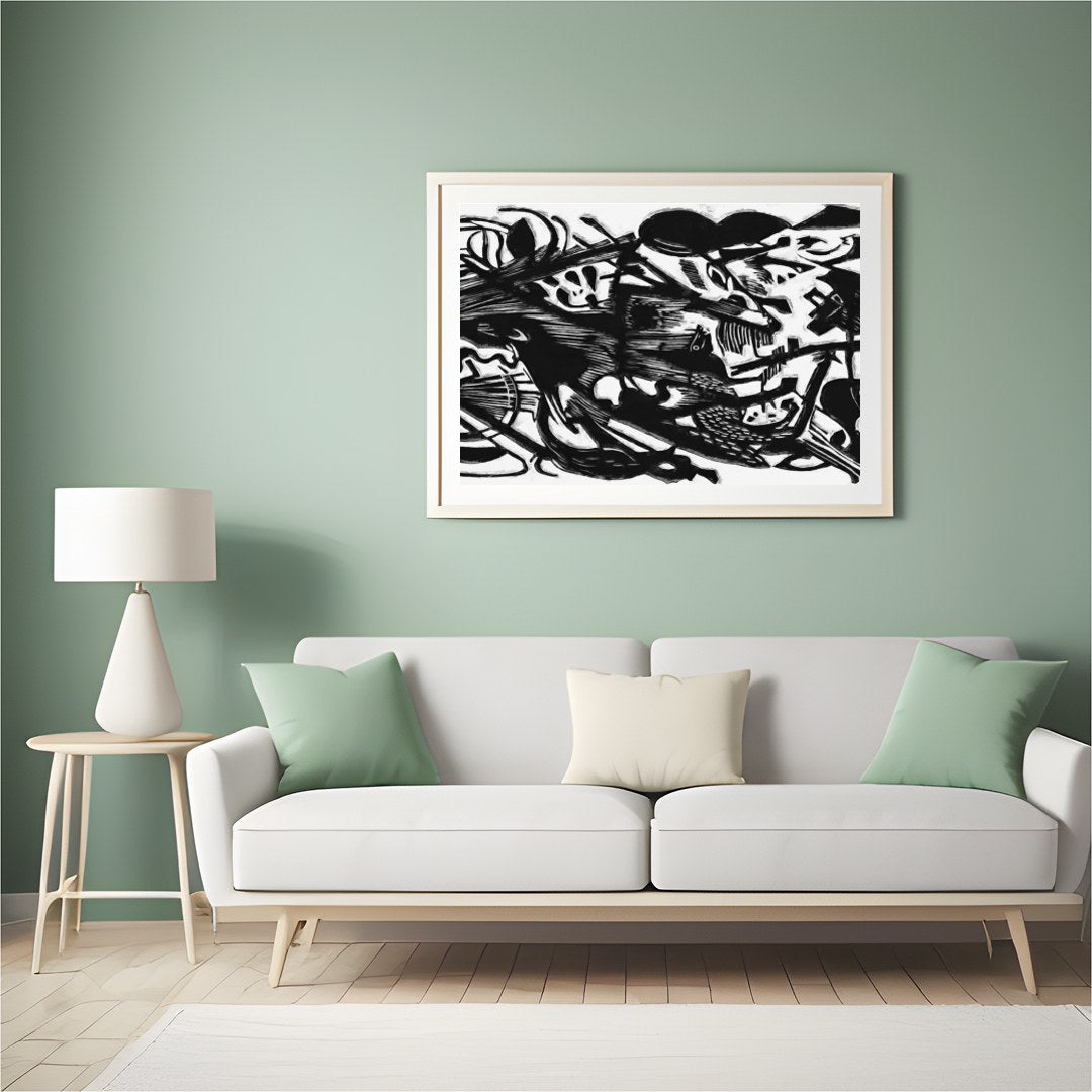Dive into a world of dynamic contrasts with this bold monochrome abstract artwork. Its intricate for Hall