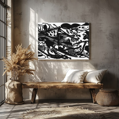 Dive into a world of dynamic contrasts with this bold monochrome abstract artwork. Its intricate for Veranda