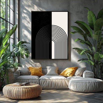 Elevate your space with this striking monochrome artwork that features a seamless blend of black for Balcony