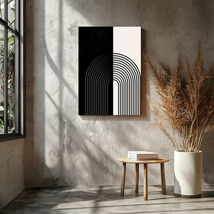 Elevate your space with this striking monochrome artwork that features a seamless blend of black for Entrance