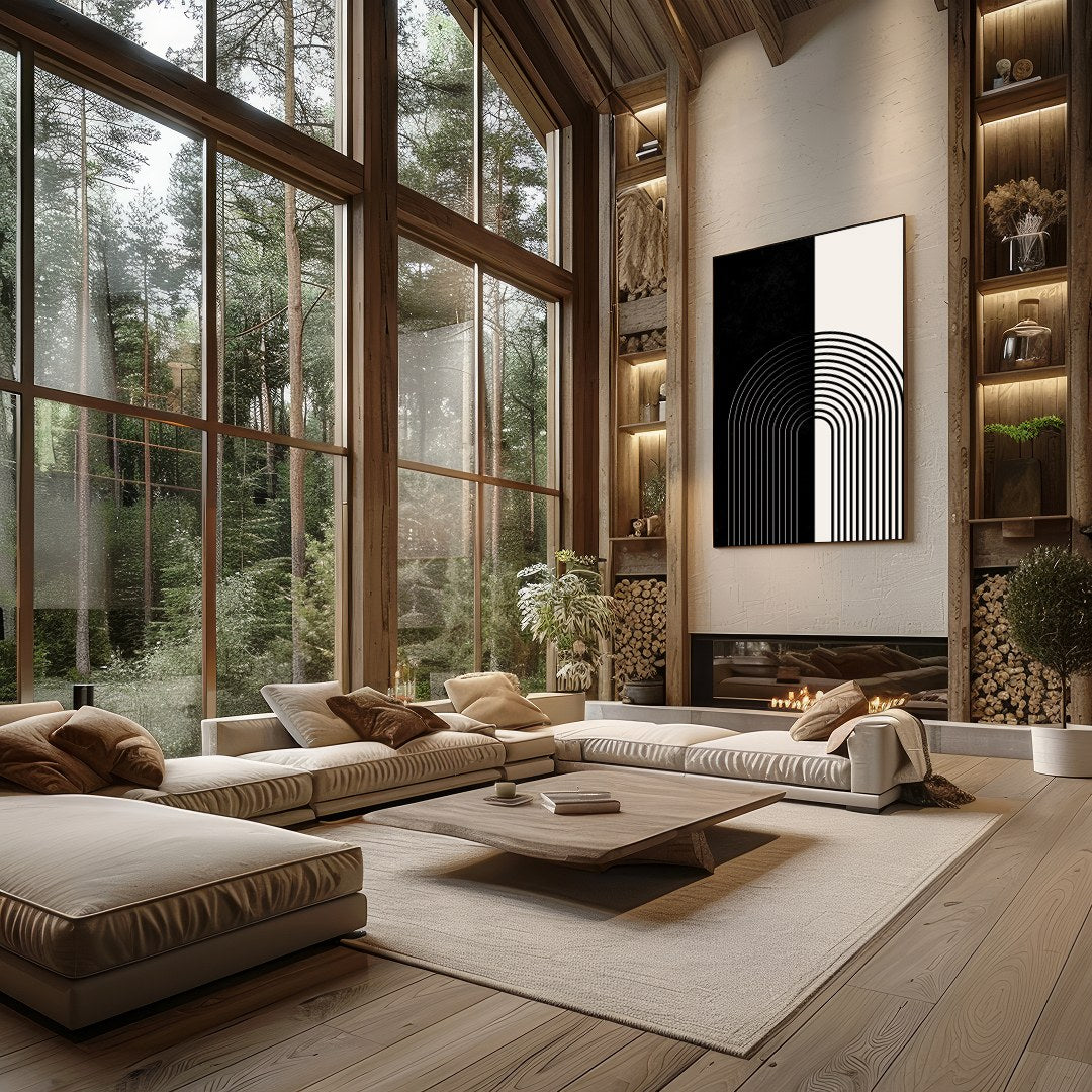 Elevate your space with this striking monochrome artwork that features a seamless blend of black for Living Room