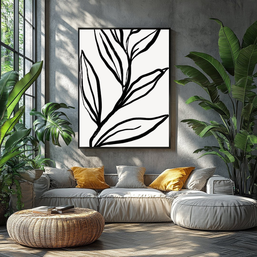 Elevate your space with this striking monochrome botanical artwork. Featuring bold, minimalist for Balcony