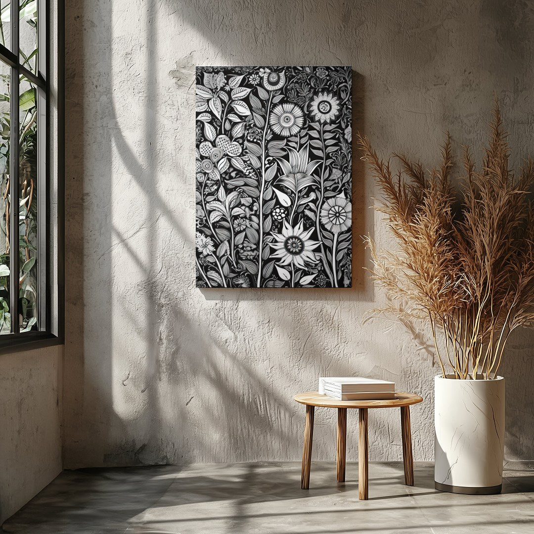 Experience the intricate beauty of nature with this monochrome botanical artwork. The exquisite for Entrance