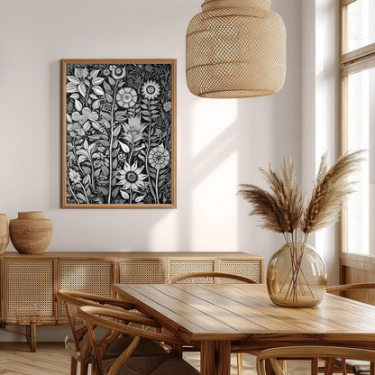Experience the intricate beauty of nature with this monochrome botanical artwork. The exquisite for Extra Kitchen