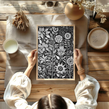 Experience the intricate beauty of nature with this monochrome botanical artwork. The exquisite for Kitchen