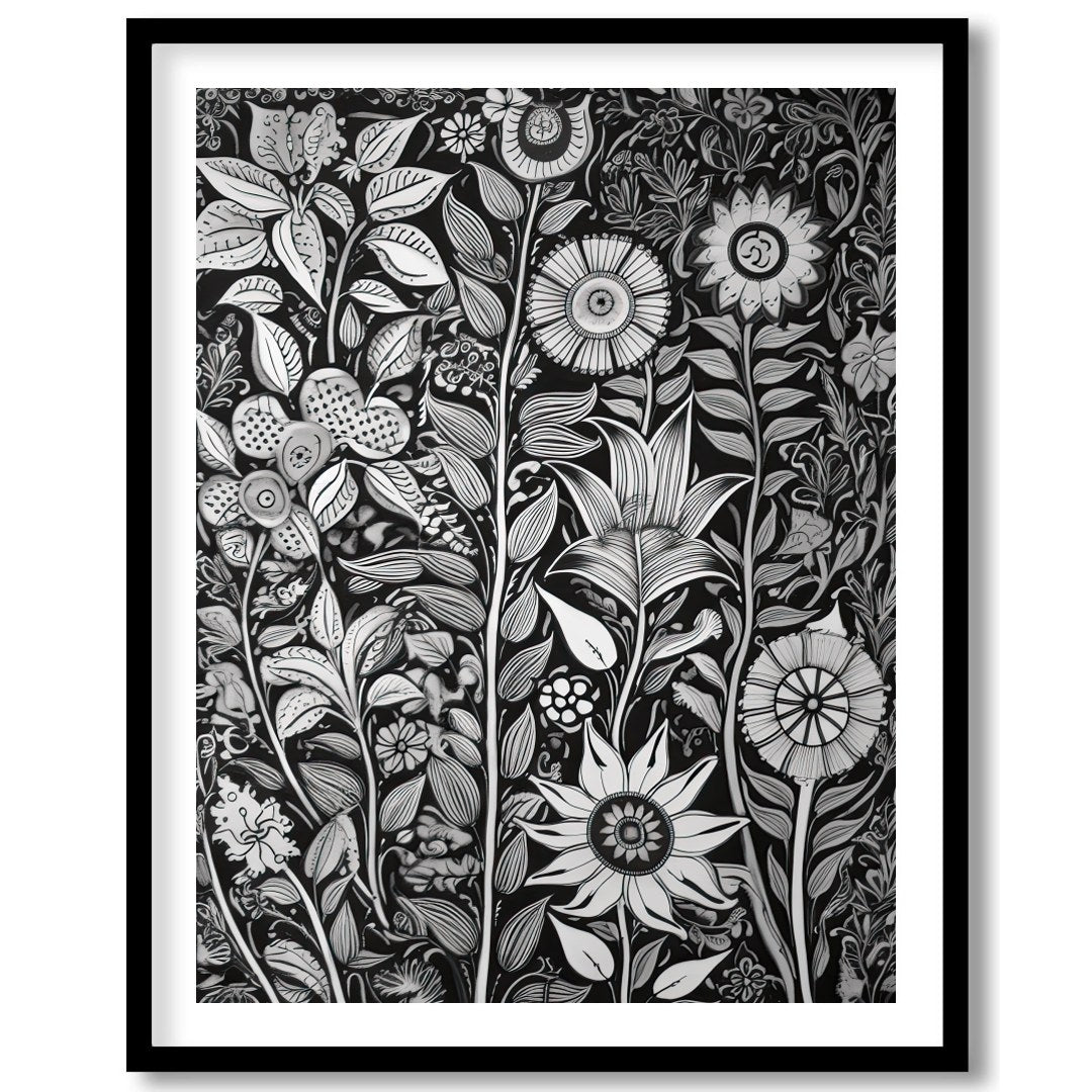 Experience the intricate beauty of nature with this monochrome botanical artwork. The exquisite for room