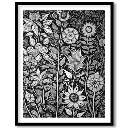 Experience the intricate beauty of nature with this monochrome botanical artwork. The exquisite for room
