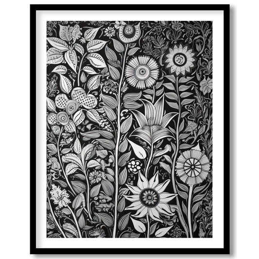Experience the intricate beauty of nature with this monochrome botanical artwork. The exquisite for room