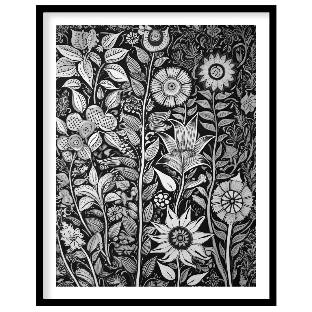 Experience the intricate beauty of nature with this monochrome botanical artwork. The exquisite for room