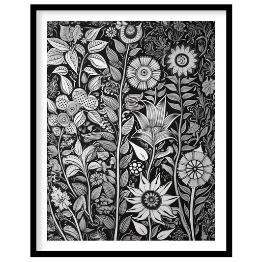 Experience the intricate beauty of nature with this monochrome botanical artwork. The exquisite for room