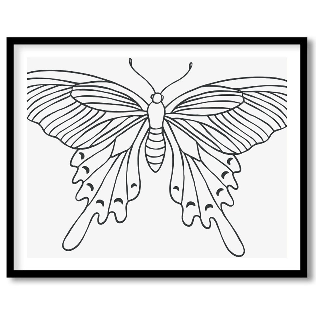 This exquisite line art butterfly illustration encapsulates grace and elegance on a minimalist for studio