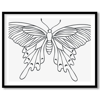 This exquisite line art butterfly illustration encapsulates grace and elegance on a minimalist for studio