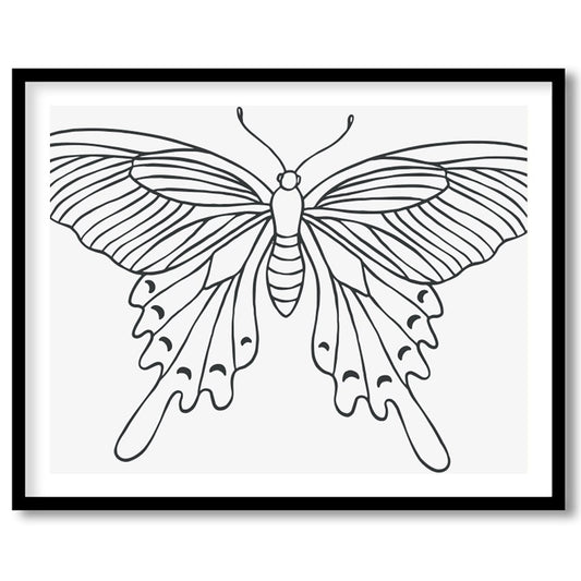 This exquisite line art butterfly illustration encapsulates grace and elegance on a minimalist for studio