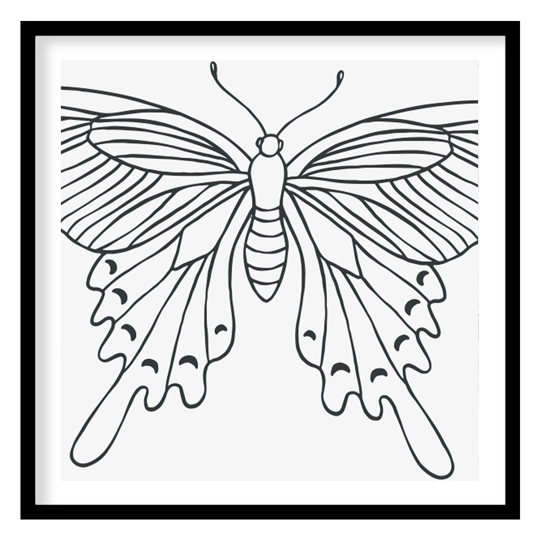 This exquisite line art butterfly illustration encapsulates grace and elegance on a minimalist for studio