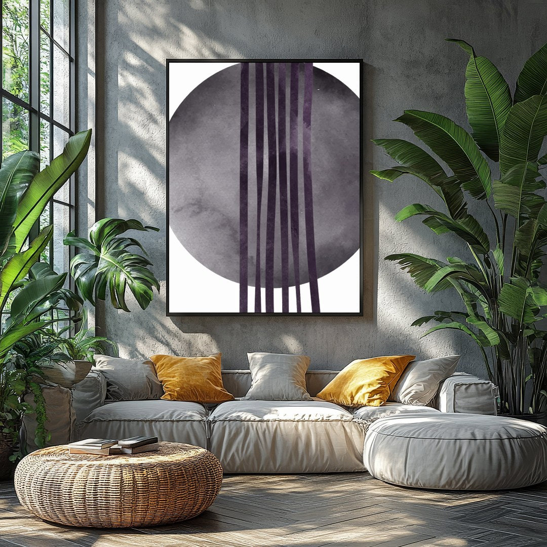 This captivating piece blends the serenity of a shadowy circle with bold linear elements. The for Balcony