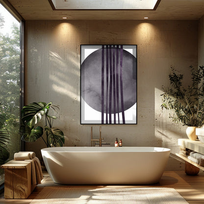 This captivating piece blends the serenity of a shadowy circle with bold linear elements. The for Bathroom