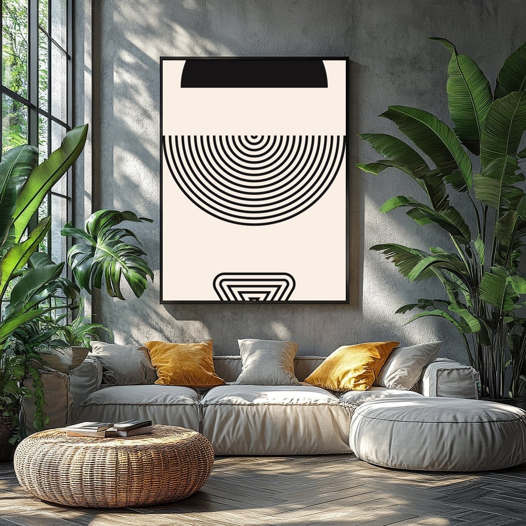 Experience the captivating balance of form with this minimalist geometric print. Featuring for Balcony