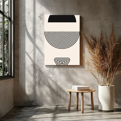 Experience the captivating balance of form with this minimalist geometric print. Featuring for Entrance