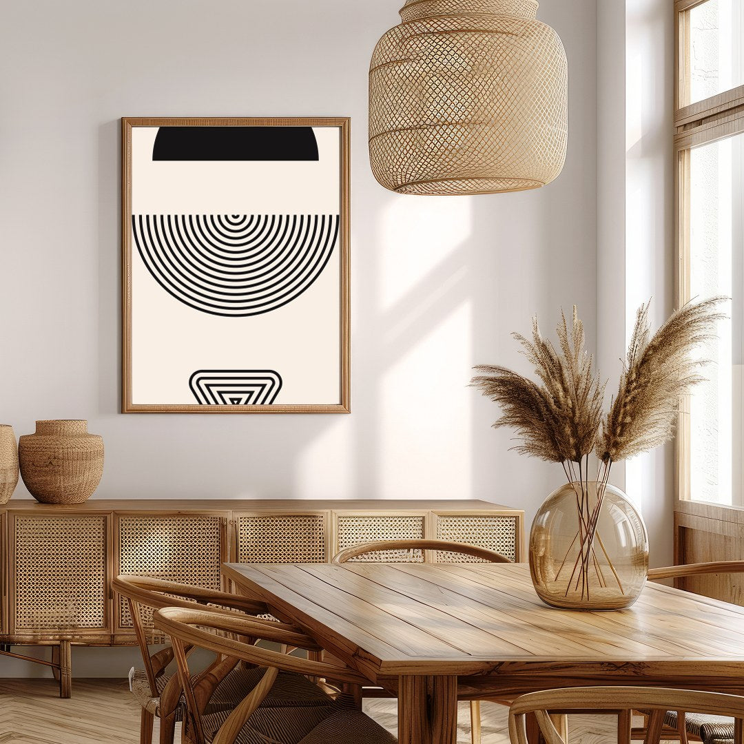 Experience the captivating balance of form with this minimalist geometric print. Featuring for Extra Kitchen