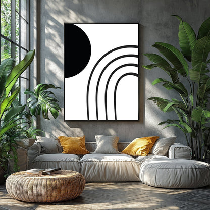 Embrace the modern elegance of this minimalist black and white wall art. Featuring bold geometric for Balcony