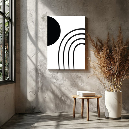 Embrace the modern elegance of this minimalist black and white wall art. Featuring bold geometric for Entrance