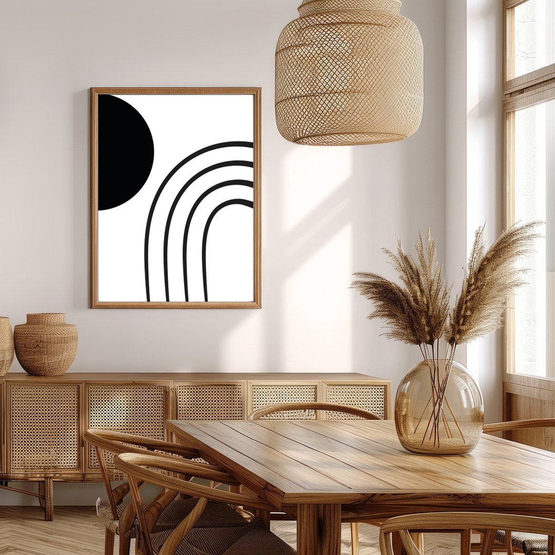 Embrace the modern elegance of this minimalist black and white wall art. Featuring bold geometric for Extra Kitchen