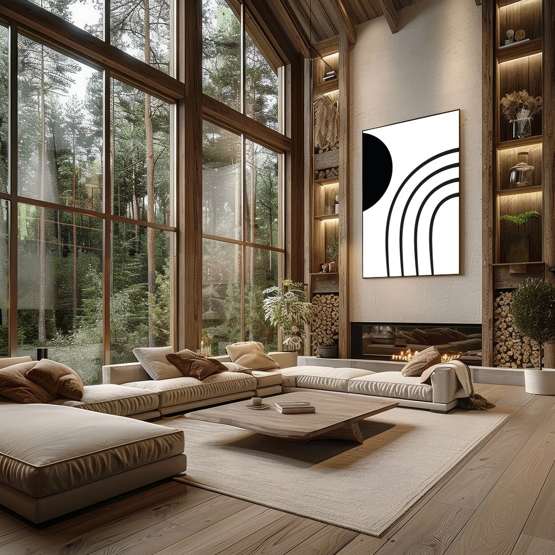 Embrace the modern elegance of this minimalist black and white wall art. Featuring bold geometric for Living Room