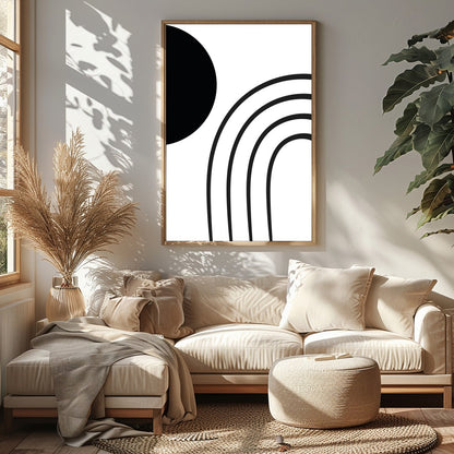 Embrace the modern elegance of this minimalist black and white wall art. Featuring bold geometric for Sitting Area