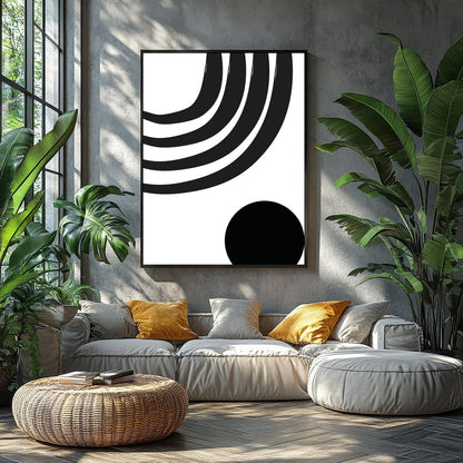 Elevate your living space with this striking monochrome artwork, featuring bold geometric shapes. for Balcony