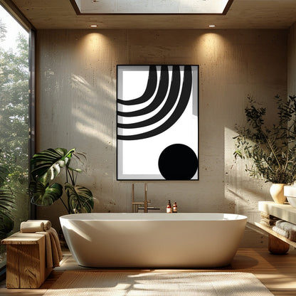 Elevate your living space with this striking monochrome artwork, featuring bold geometric shapes. for Bathroom