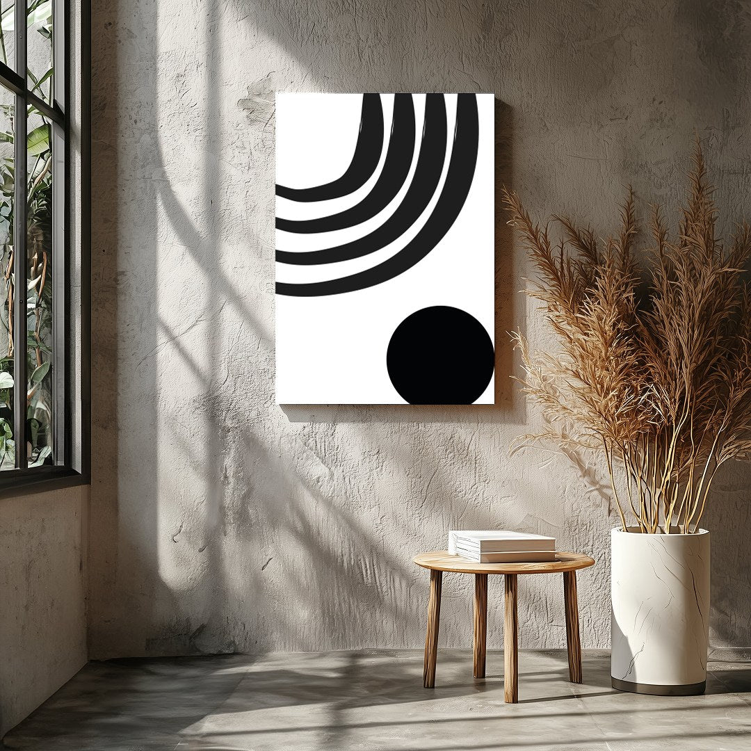 Elevate your living space with this striking monochrome artwork, featuring bold geometric shapes. for Entrance