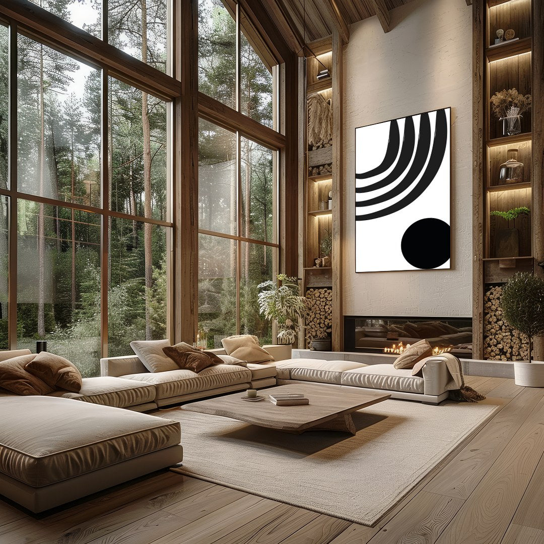 Elevate your living space with this striking monochrome artwork, featuring bold geometric shapes. for Living Room