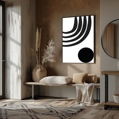 Elevate your living space with this striking monochrome artwork, featuring bold geometric shapes. for space
