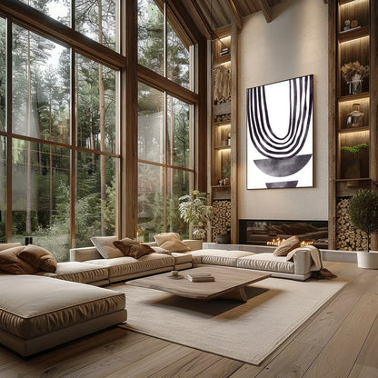 This artwork is a striking example of minimalist design, featuring a series of elegantly draped for Living Room